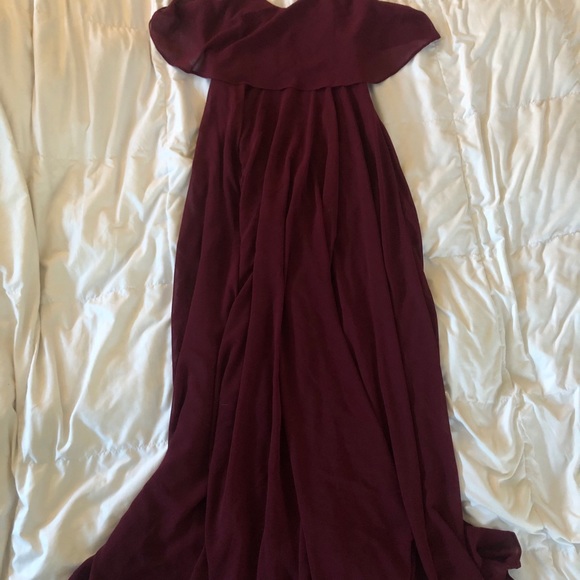 Lulu’s Burgundy Flowing Maxie Bridesmaid Dress - Picture 4 of 5